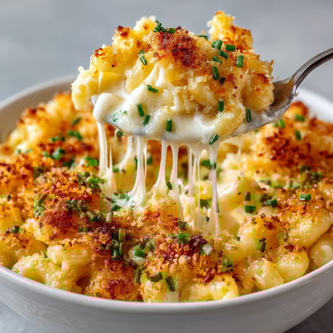 A spoon is in a bowl of mac and cheese.