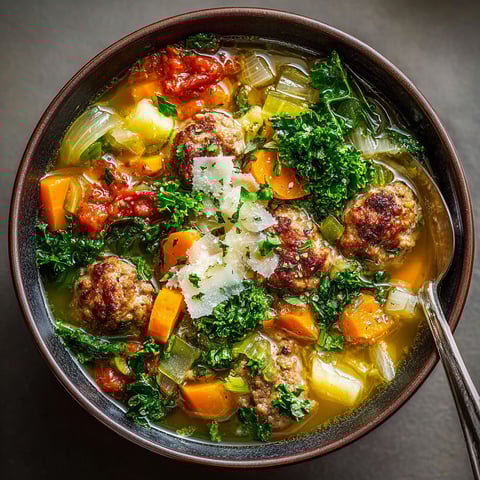 A bowl of Italian sausage and kale soup.