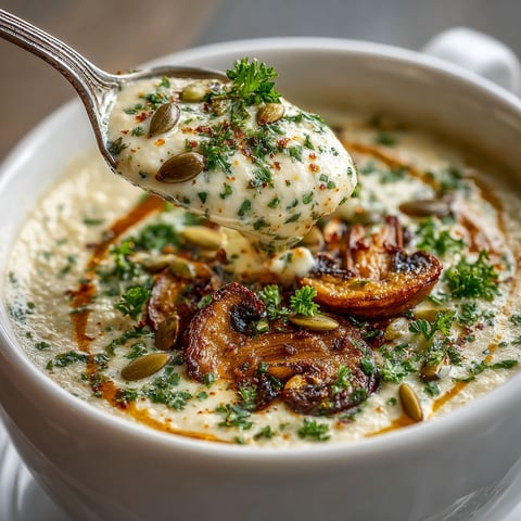 A spoon is in a bowl of soup.