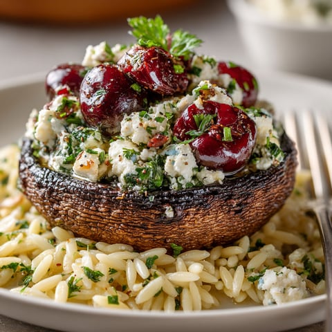 A plate of food with a mushroom on top.