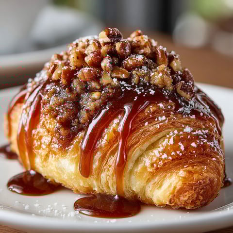 A pastry with a caramel sauce on top.