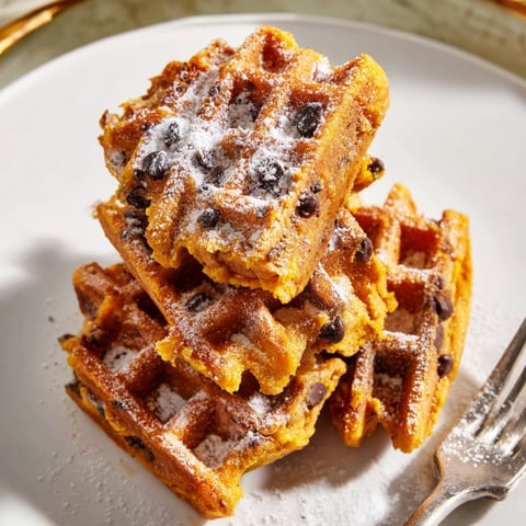 Soft pumpkin muffin waffle bites with a crispy exterior, perfect for breakfast enjoyment.  