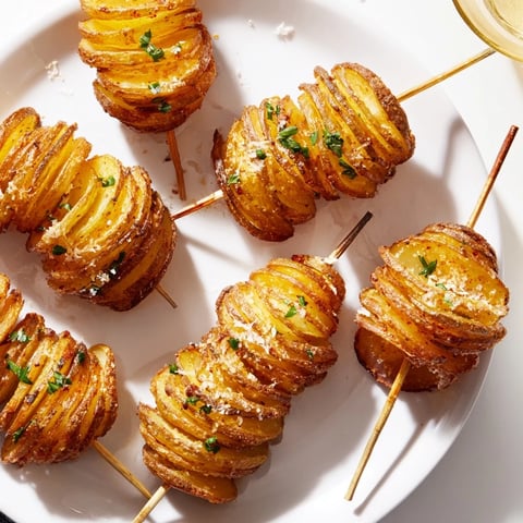 Crispy air-fryer tornado potatoes skewered and seasoned, perfect for game day snacks.  