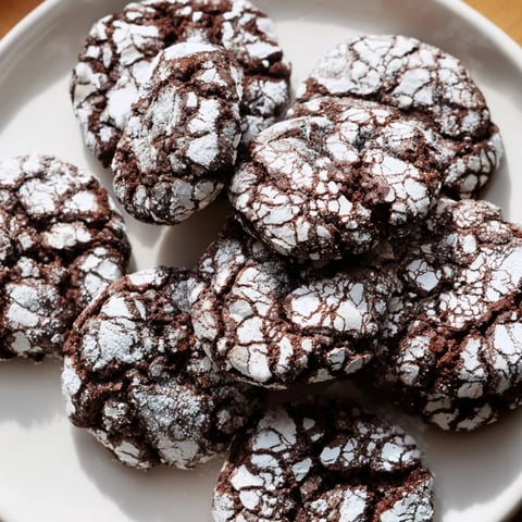 Fluffy, sugar-dusted Air-Fried Chocolate Crinkle Cookies – a delectable dessert treat awaits your bite.