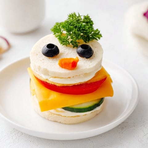 Snowman Sandwich Stack, a festive arrangement with olive eyes and carrot noses.