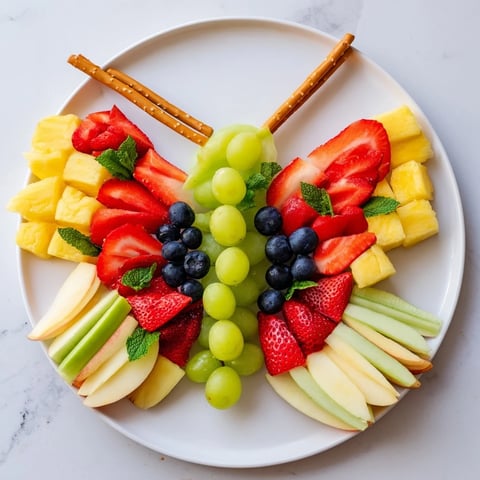 Butterfly Fruit Tray bursting with colorful berries and melon, ready for healthy snacking.
