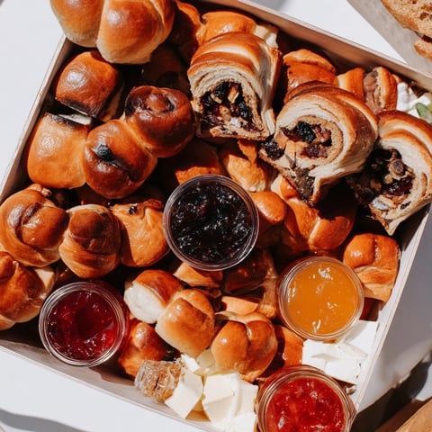 Christmas Brunch Gift Box overflowing with sweet and savory treats for a special holiday morning.