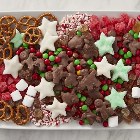 Santa's Sack Candy Avalanche bursting with colorful candies and cookies, a festive holiday treat.