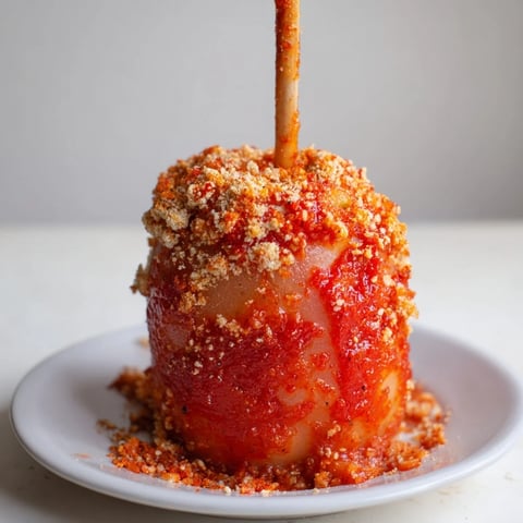 Chamoy-Tajín pickle sticks gleam, coated in vibrant chamoy and a generous dusting of Tajín seasoning.