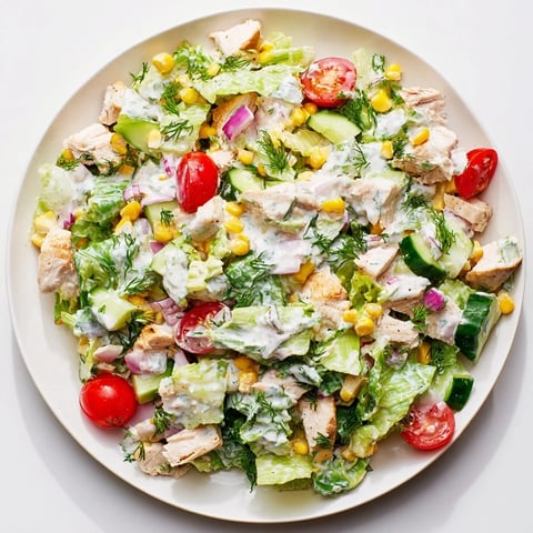 Fresh Ranch Chicken Chopped Salad with crisp veggies and creamy dressing, perfect for lunch!