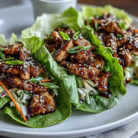 Freshly cooked Potsticker-Inspired Chicken Lettuce Boats with golden, crispy edges, served with julienned carrots and a sesame dipping sauce.