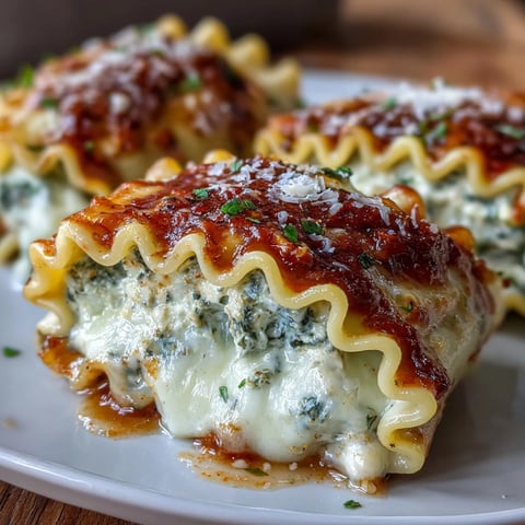 Freshly baked Garlic Butter Lasagna Roll-Ups with melted mozzarella and golden Parmesan, garnished with chopped parsley.