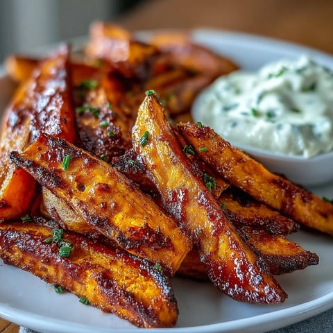Crispy air fryer sweet potato fries with golden edges, served alongside creamy homemade onion dip for a delicious snack.