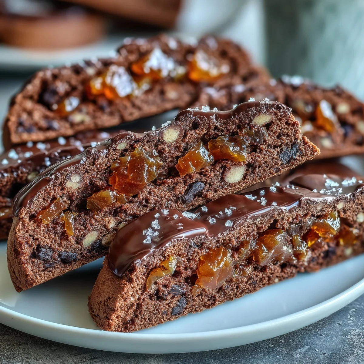 Crispy twice-baked biscotti loaded with candied orange peel and dark chocolate chunks, ideal for coffee or dessert wine.  