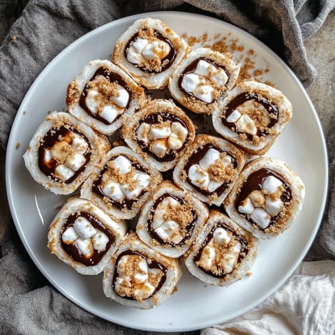 A plate of desserts with marshmallows and chocolate.