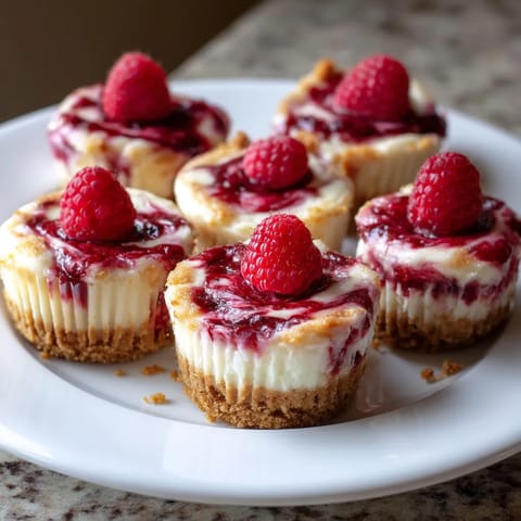 A plate of desserts with raspberries on top.