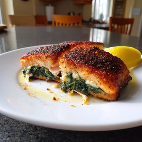 A plate of fish with a lemon wedge on top.