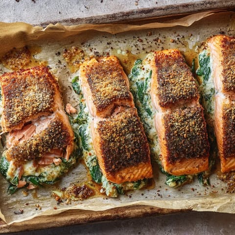 A pan of fish with greens on top.