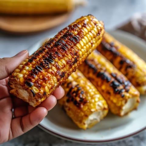 A person holding a corn on the cob.