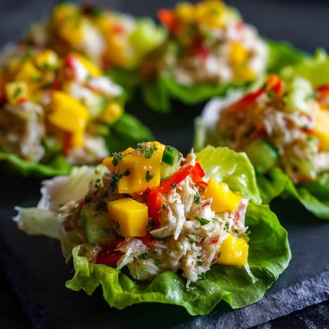 A plate of food with lettuce wraps and a variety of toppings.