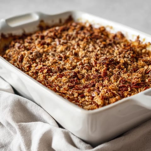 A white bowl with a casserole in it.