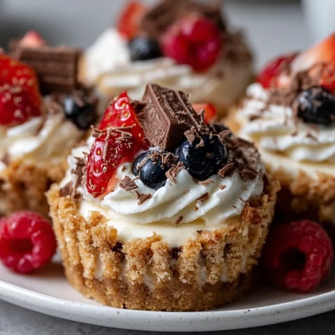 A plate of cupcakes with chocolate and strawberries.