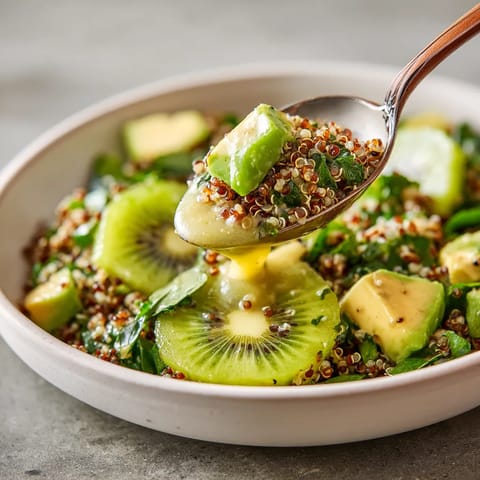 A spoon is being used to scoop food from a bowl.