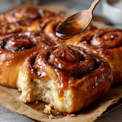 A spoonful of syrup on a roll.