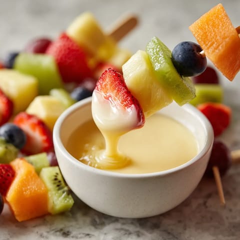 A bowl of fruit with a spoon in it.