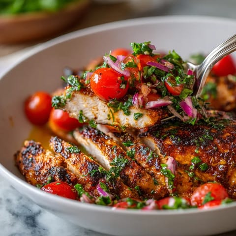 A bowl of food with tomatoes and onions.