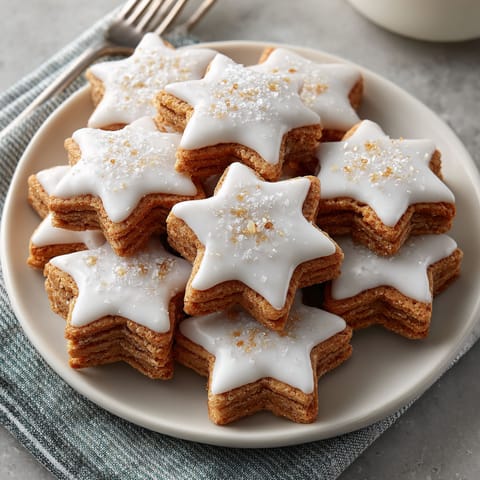 A plate of cookies with stars on them.