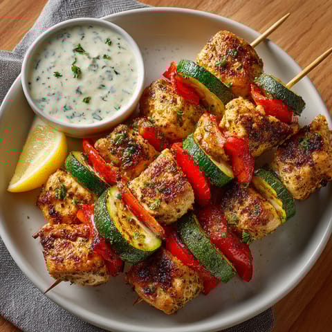 A plate of food with a bowl of sauce and a fork.
