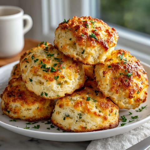 A stack of cheesy biscuits on a plate.