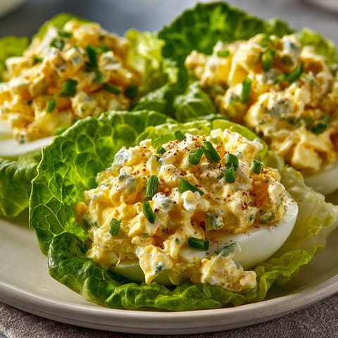 A plate of egg salad lettuce wraps.