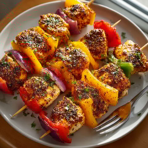 A plate of food with a fork and knife.