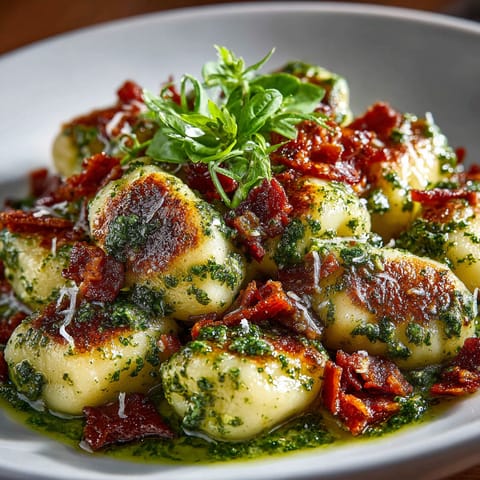 A plate of food with a green garnish.