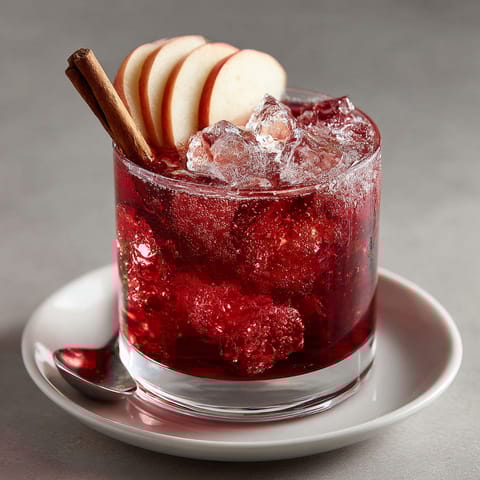 A glass of red wine with a cinnamon stick in it.