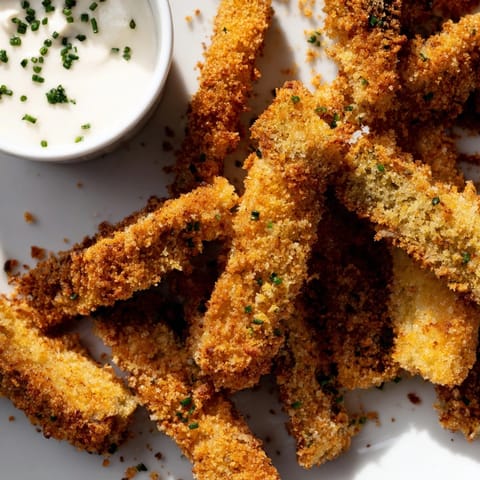 Homemade Cajun Eggplant Fries recipe: crispy outside, tender inside; served with zesty ranch.
