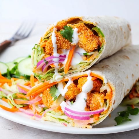 Vegan Buffalo Cauliflower Wraps