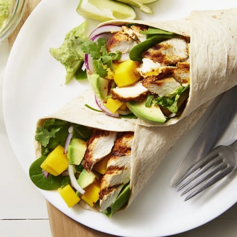 Mango Avocado Chicken Wraps