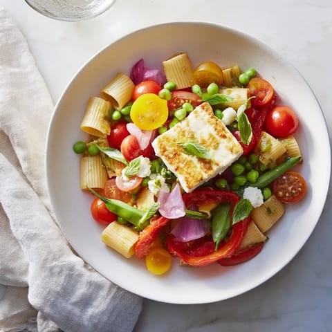 Golden baked feta melting into vibrant, saucy One-Pan Baked Feta Christmas Pasta with fresh basil.