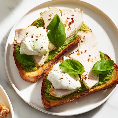 Pesto Chicken Burrata Toast