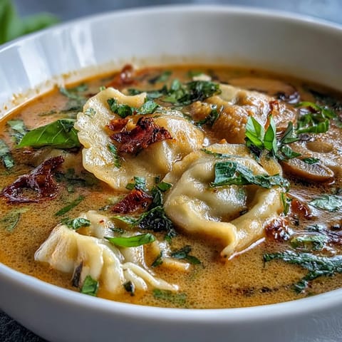 Quick Coconut Curry Soup with Dumplings simmers in under 40 minutes for an easy vegan weeknight meal.  