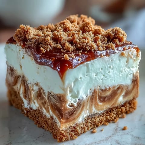 Slices of Decadent Baked Biscoff Cake are served on plates, ready to be enjoyed with a hot beverage.