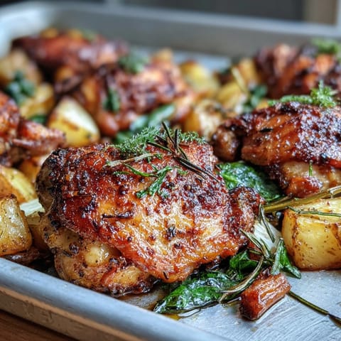 Savory Crispy Ranch Sheet Pan Chicken & Veggies plated alongside fresh parsley and a drizzle of ranch sauce.