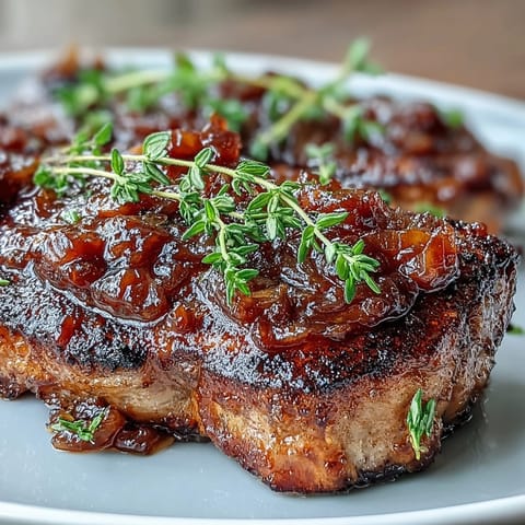 Tender glazed lamb chops plated beside creamy mashed potatoes for a cozy dinner