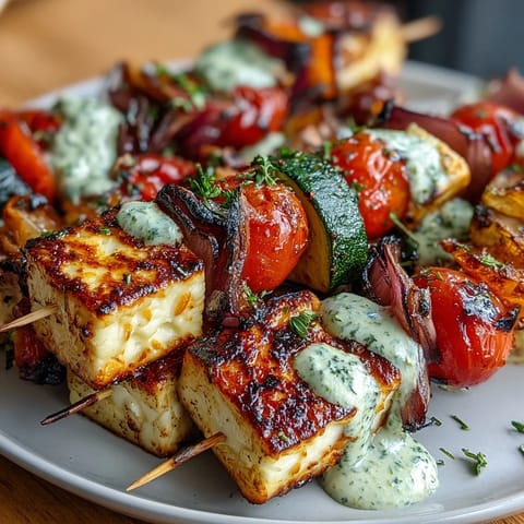 Grilled Veggie Halloumi Skewers