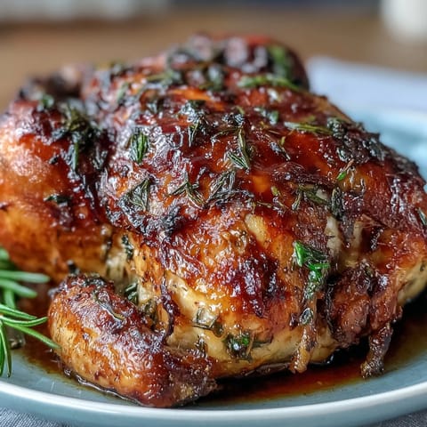 A golden roasted chicken infused with orange and herbs, surrounded by caramelized root vegetables in a rustic baking dish.  