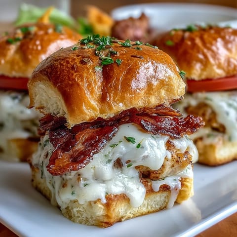 Kentucky Derby Hot Brown Sliders on Brioche Buns with melted cheese and crispy bacon