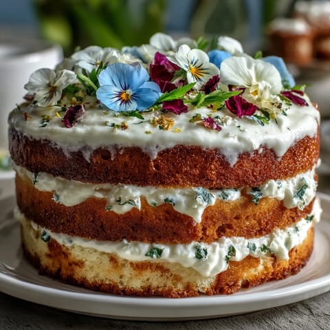 Spring Cake Lemon Edible Flowers